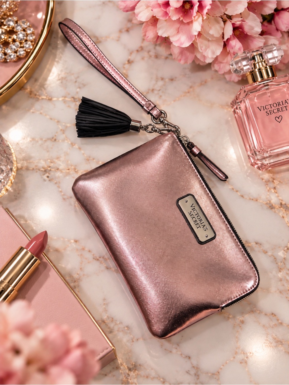 Victoria's Secret Metallic Rose Wristlet